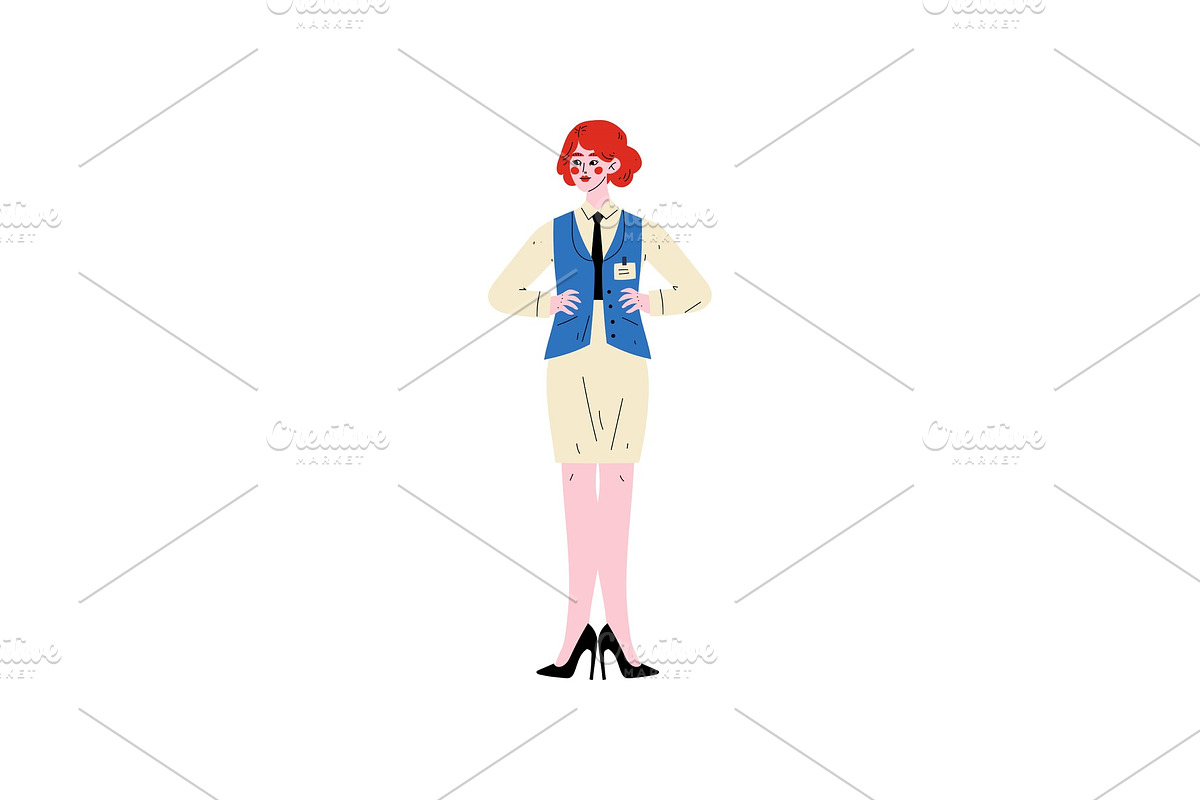 Cheerful Female Hotel Manager in Illustrations - product preview 8