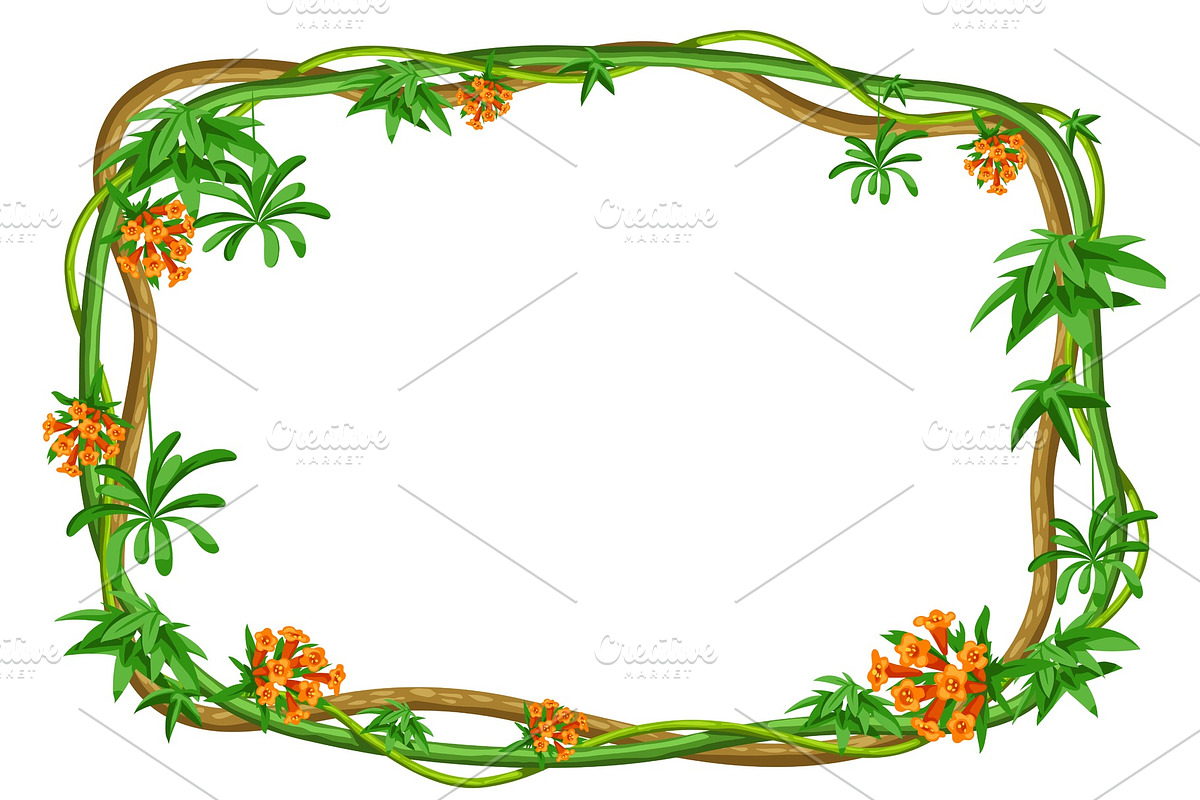 Twisted wild lianas branches frame in Illustrations - product preview 8