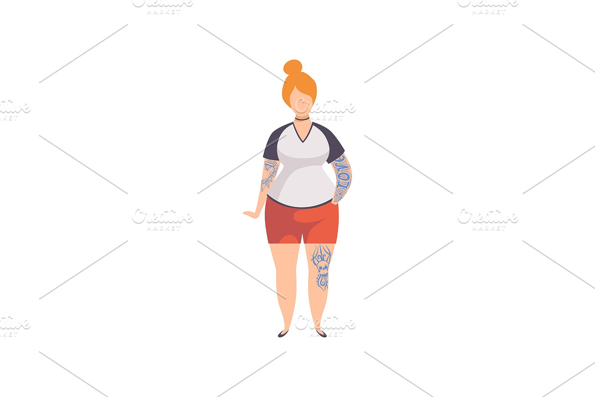 Beautiful Plump Girl Wearing Casual in Illustrations - product preview 8