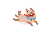 Cute Pug Dog Running with Tongue
