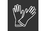 Household gloves chalk icon