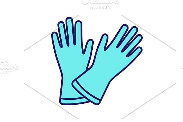 Household gloves color icon