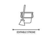 Bucket and broom linear icon