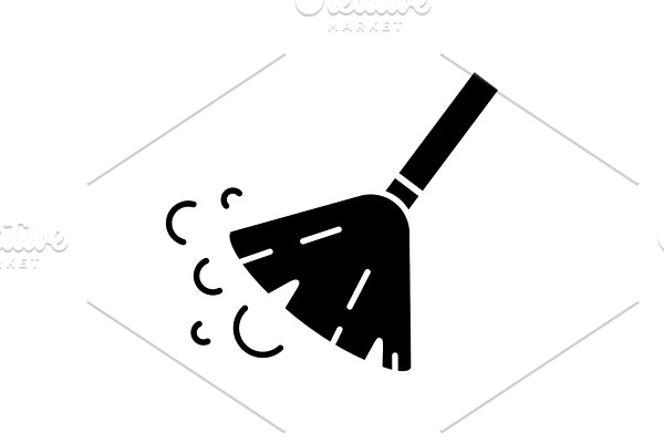 Sweeping broom glyph icon