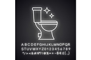 Toilet cleaning neon light icon