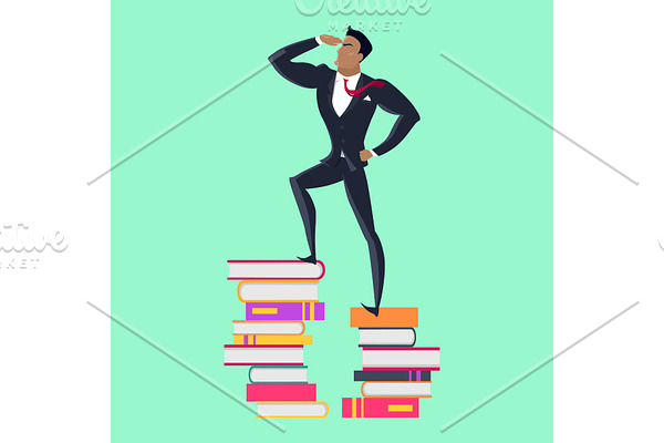Businessman on Stack of Books