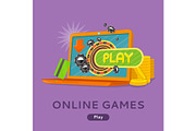 Online Games Concept Flat Style