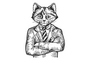 Kitten businessman sketch vector
