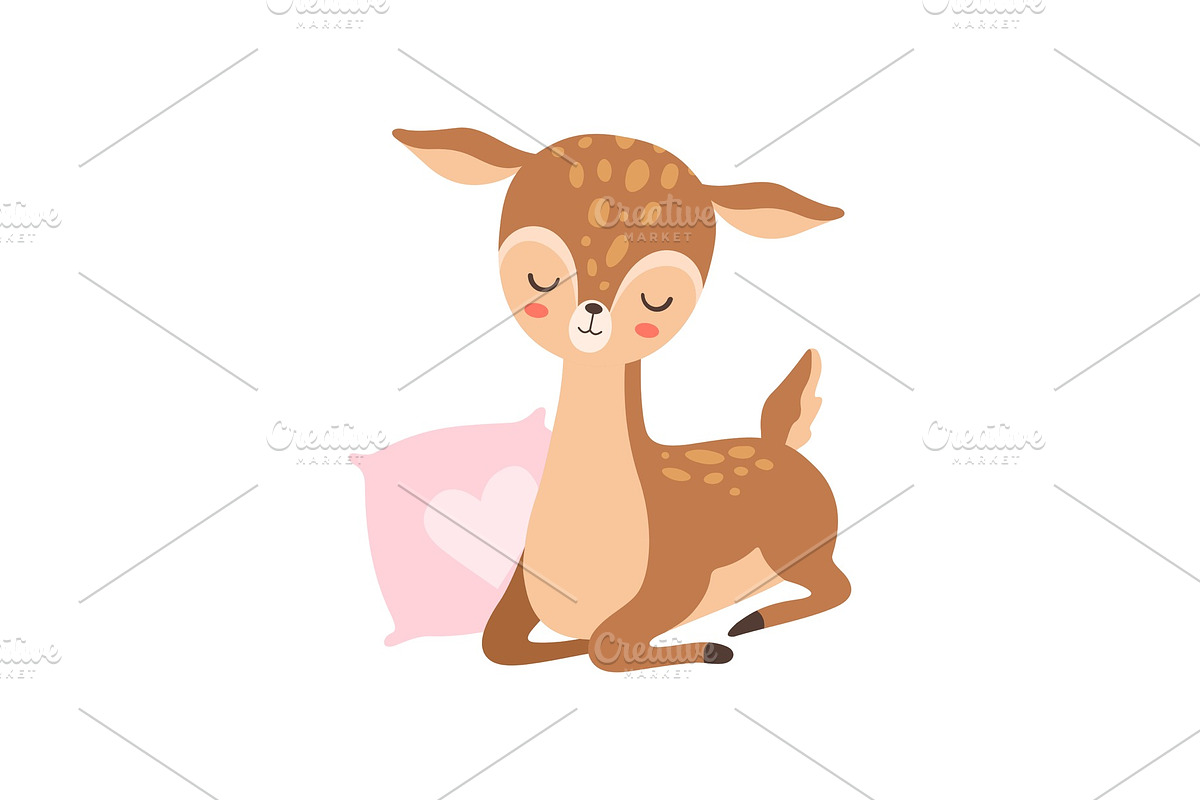 Cute Baby Deer Sleeping with Pink in Illustrations - product preview 8