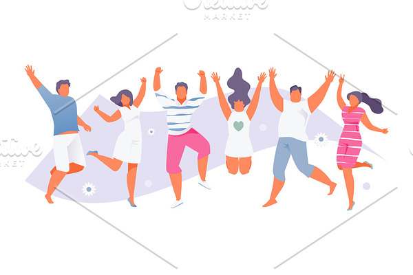 Jumping summer people vector