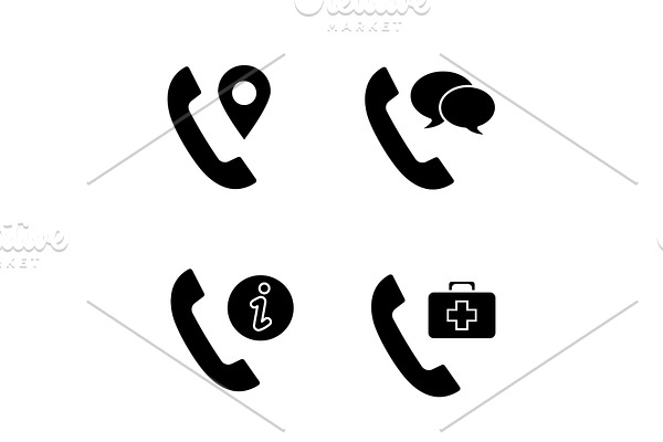 Phone services glyph icons set
