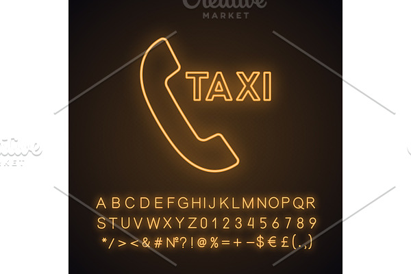 Taxi ordering callback neon icon