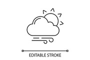 Partly cloudy and windy linear icon