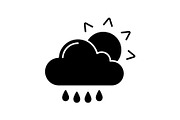 Rain with sun glyph icon