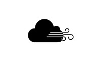 Cloudy windy weather glyph icon