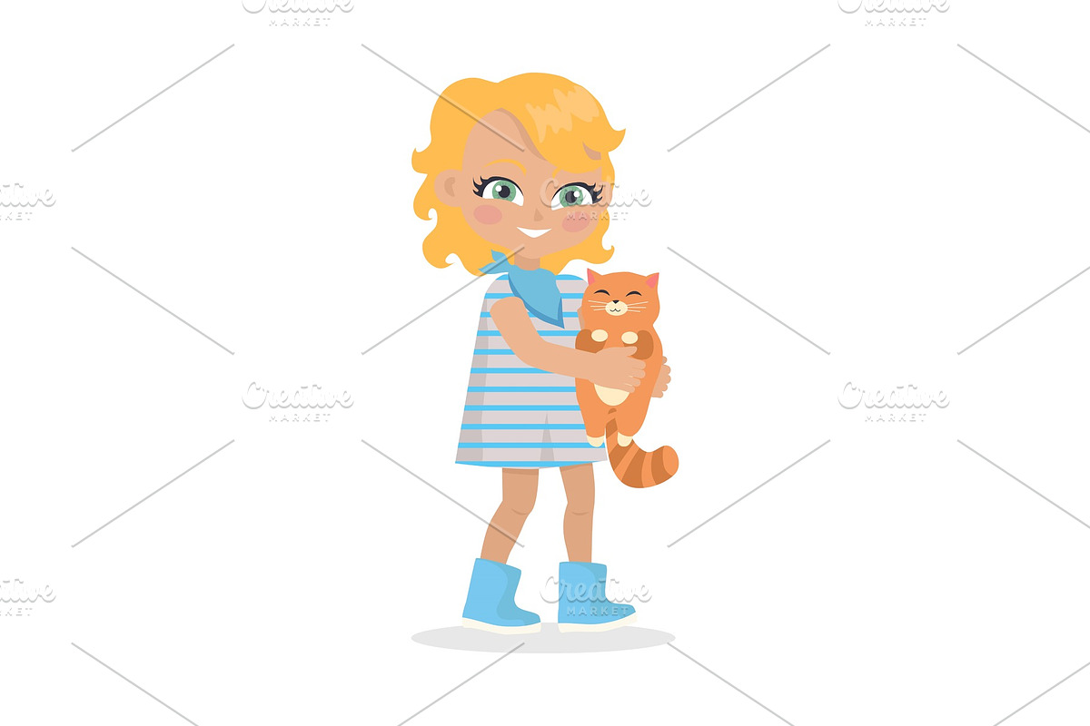 Girl Holds Small Cat in Hands in Objects - product preview 8