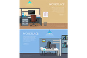 Set of Workplace Vector Web Banners