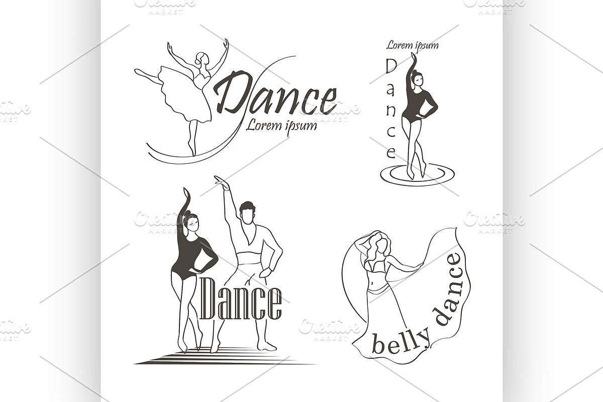 Set of dancing emblems in Illustrations - product preview 8