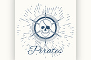 skull pirate and vintage sun burst