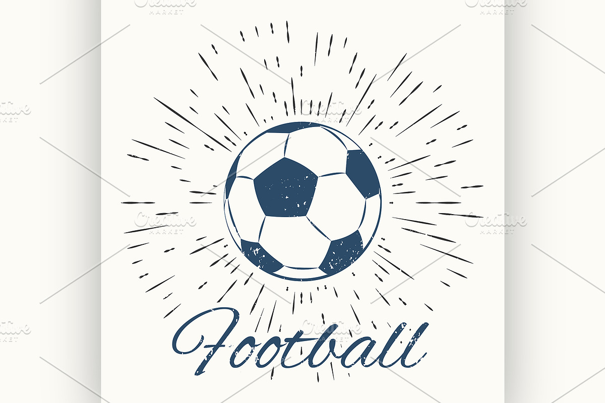 soccer ball and vintage sun burst in Illustrations - product preview 8