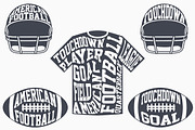 American football with typography