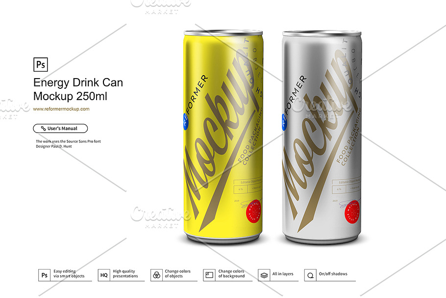 Energy Drink Can Mockup 250ml in Product Mockups - product preview 8