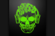 Angry skull with cirly hairstyle