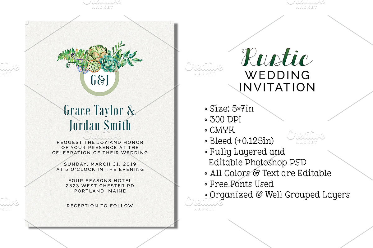 Rustic Wedding Invitation in Wedding Templates - product preview 8