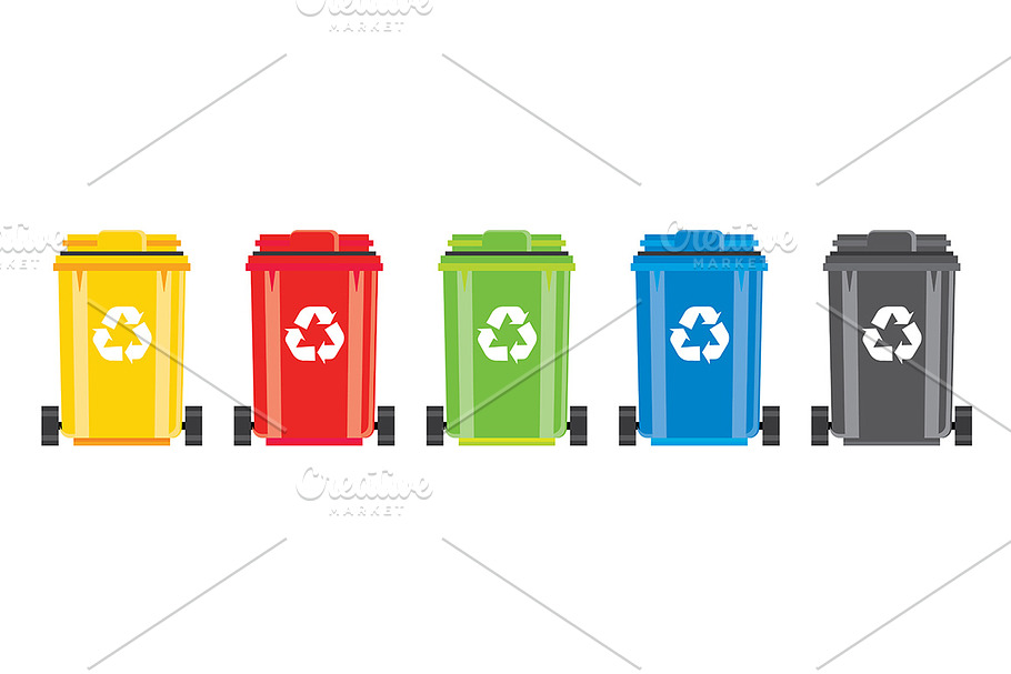 Set of Recycle Bins with Recycle in Illustrations - product preview 8