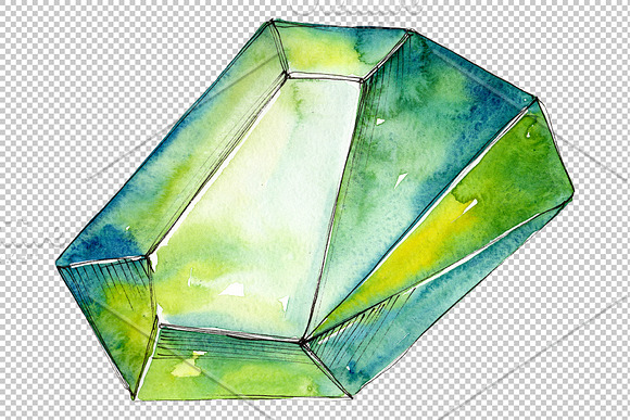 Crystals orange and green Watercolor in Illustrations - product preview 4