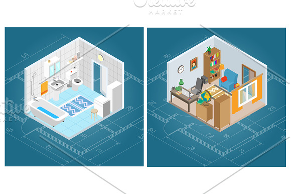 Interior Elements Isometric Set in Illustrations - product preview 2