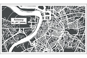 Antwerp City Map in Retro Style.