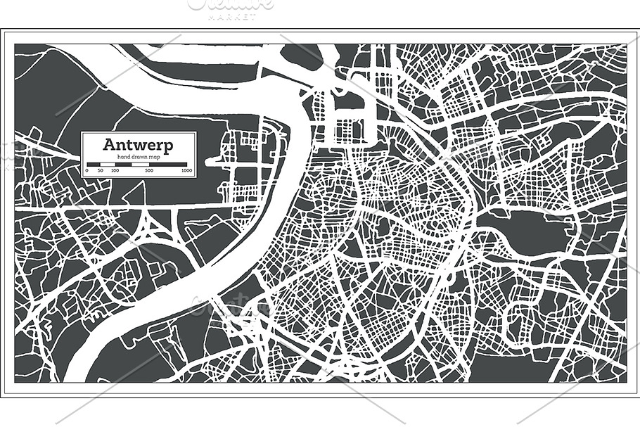 Antwerp City Map in Retro Style. in Illustrations - product preview 8