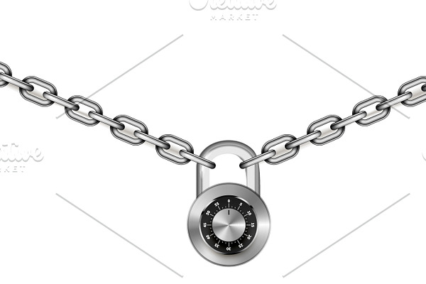 Metal chains with round padlock