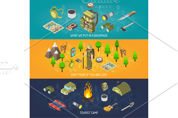 Hiking Isometric Set in Illustrations - product preview 1