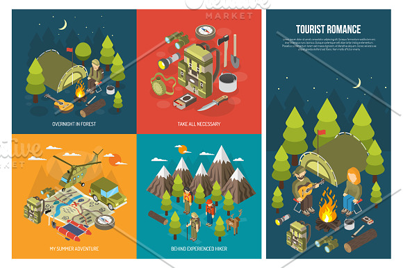 Hiking Isometric Set in Illustrations - product preview 2