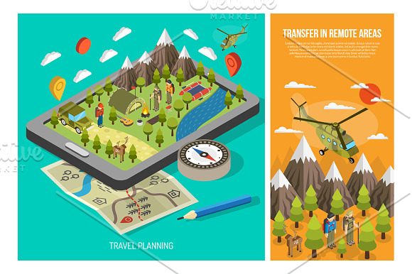 Hiking Isometric Set in Illustrations - product preview 3