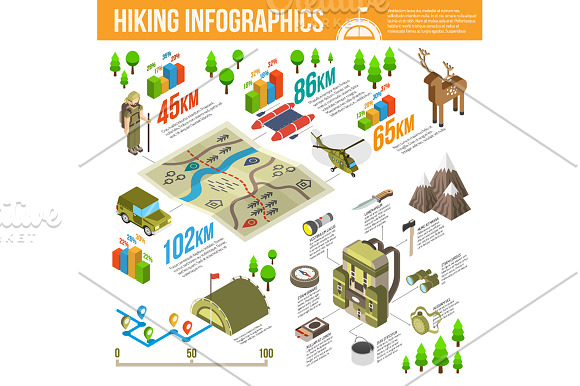 Hiking Isometric Set in Illustrations - product preview 4