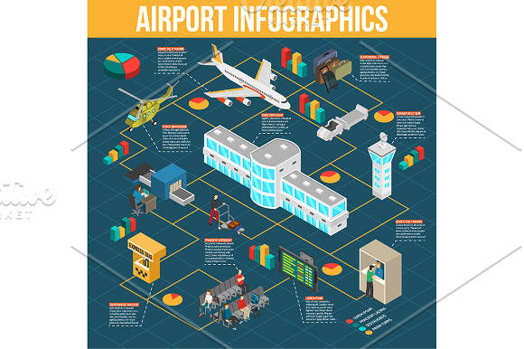 Airport Isometric Set in Illustrations - product preview 1