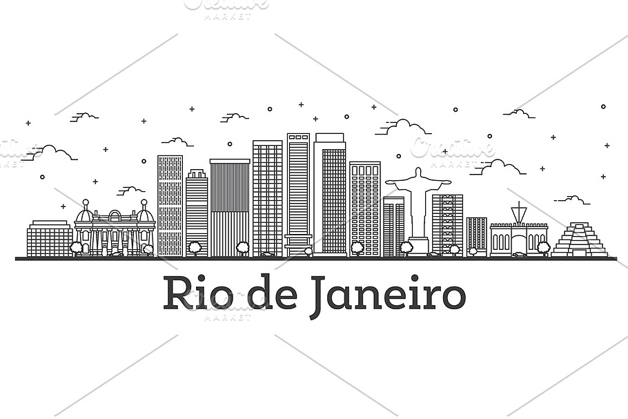 Outline Rio de Janeiro Brazil City in Illustrations - product preview 8