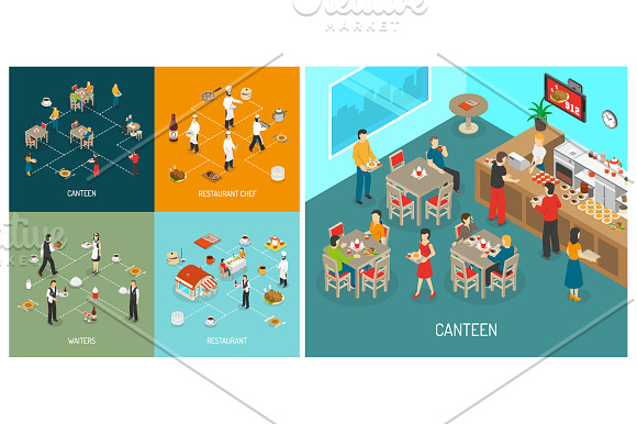 Restaurant Isometric Set in Illustrations - product preview 1