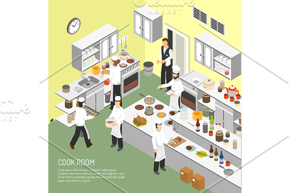Restaurant Isometric Set in Illustrations - product preview 2