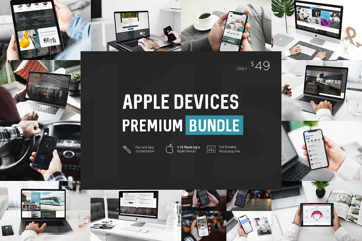 Apple Devices Premium Bundle in Mobile & Web Mockups - product preview 8