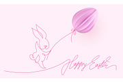 Happy Easter. Cute rabbit with air