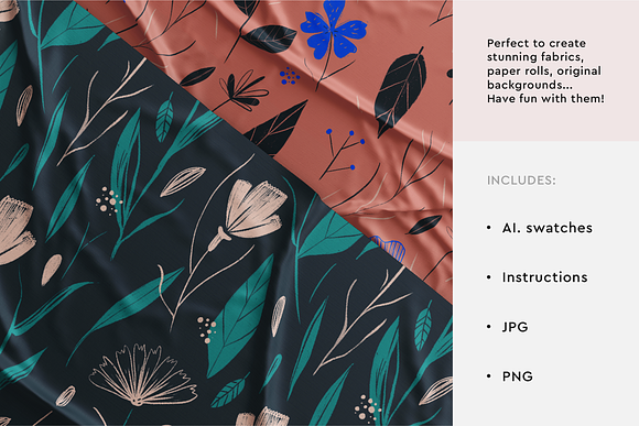Floral Illustrated Seamless Patterns in Patterns - product preview 3