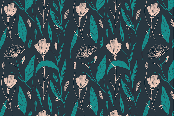 Floral Illustrated Seamless Patterns in Patterns - product preview 5