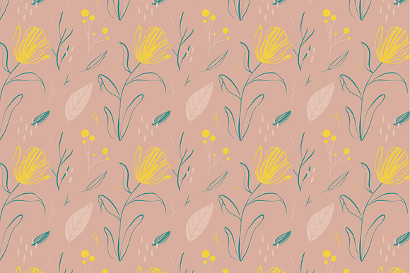 Floral Illustrated Seamless Patterns in Patterns - product preview 7