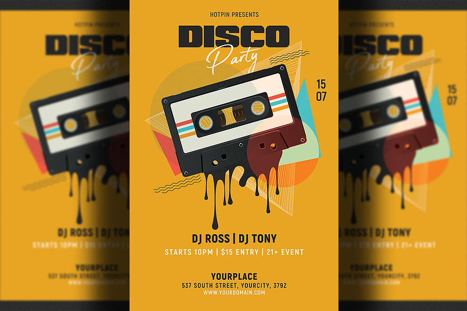 Disco Retro Night Party Flyer in Flyer Templates - product preview 8
