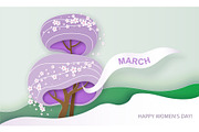 Happy 8 March womens day paper cut