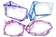 Сrystals pink and blue Watercolor